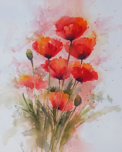 Maľba akrylom - kvety